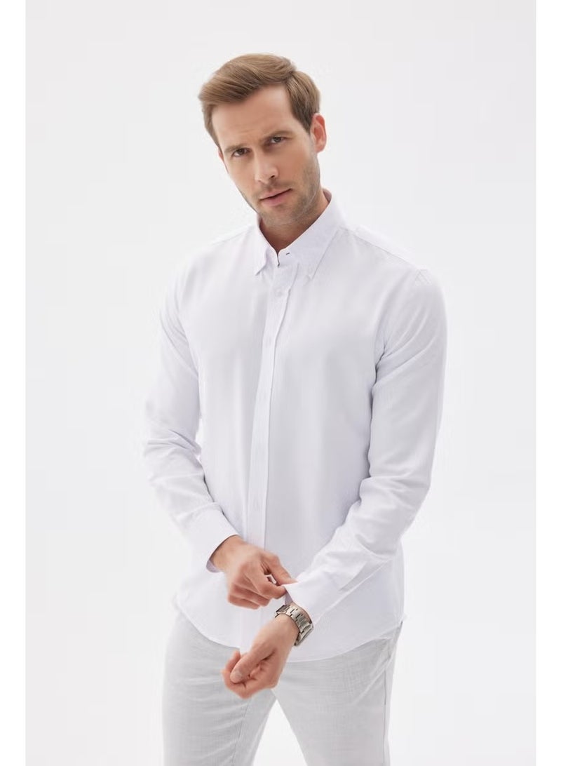 Odelon Easy Iron Oxford Men's White Slim Fit Shirt MARS36 - Image 1